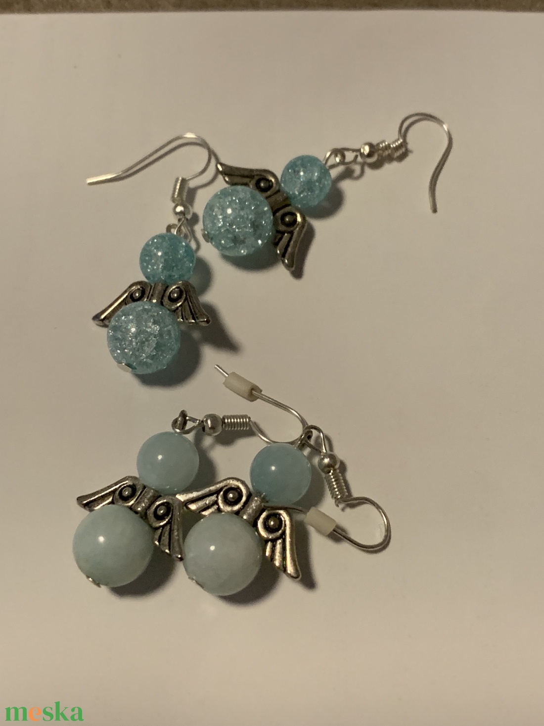 Angyalkás fülbevaló - ékszer - fülbevaló - lógó fülbevaló - Meska.hu