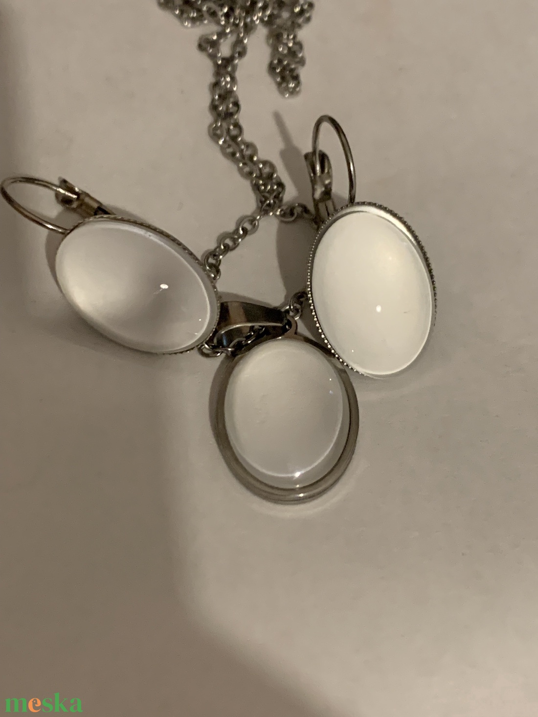 fülbevaló nyaklánc szett - ékszer - fülbevaló - lógó fülbevaló - Meska.hu