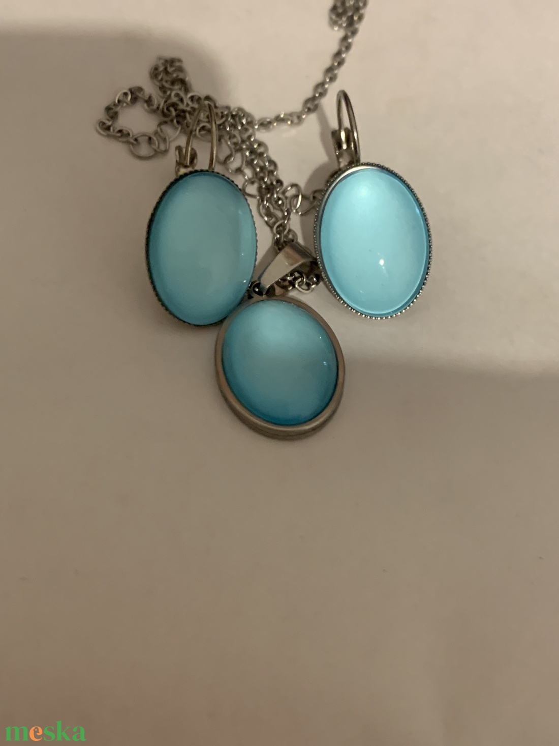 fülbevaló nyaklánc szett - ékszer - fülbevaló - lógó fülbevaló - Meska.hu