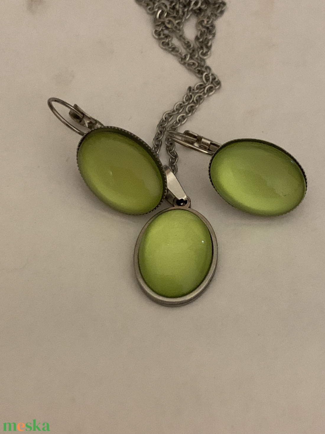 fülbevaló nyaklánc szett - ékszer - fülbevaló - lógó fülbevaló - Meska.hu