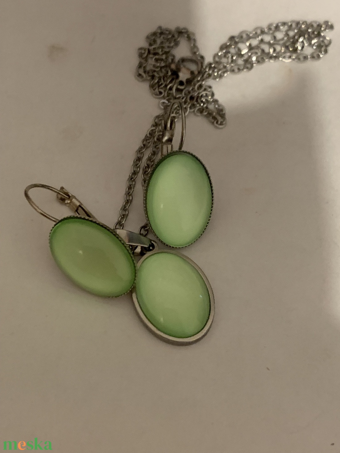 fülbevaló nyaklánc szett - ékszer - fülbevaló - lógó fülbevaló - Meska.hu