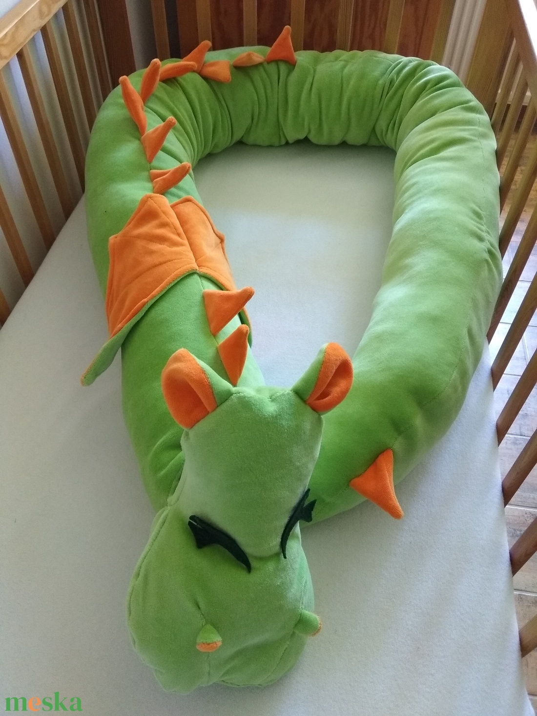 Rácsvédő Sárkány Zöld-narancs - otthon & életmód - babaszoba, gyerekszoba - babaszoba, gyerekszoba - Meska.hu