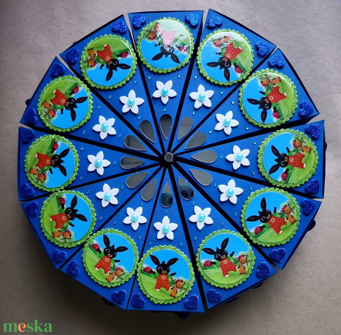 Papír torta szeletek Bing nyuszi díszítéssel   - otthon & életmód - papír, írószer - ajándékozás kellékei - papírtorta - Meska.hu