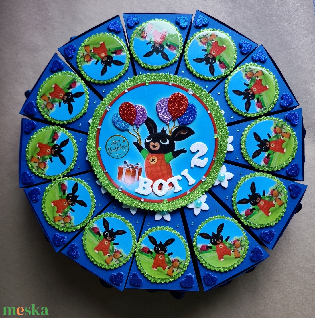 Papír torta szeletek Bing nyuszi díszítéssel   - otthon & életmód - papír, írószer - ajándékozás kellékei - papírtorta - Meska.hu