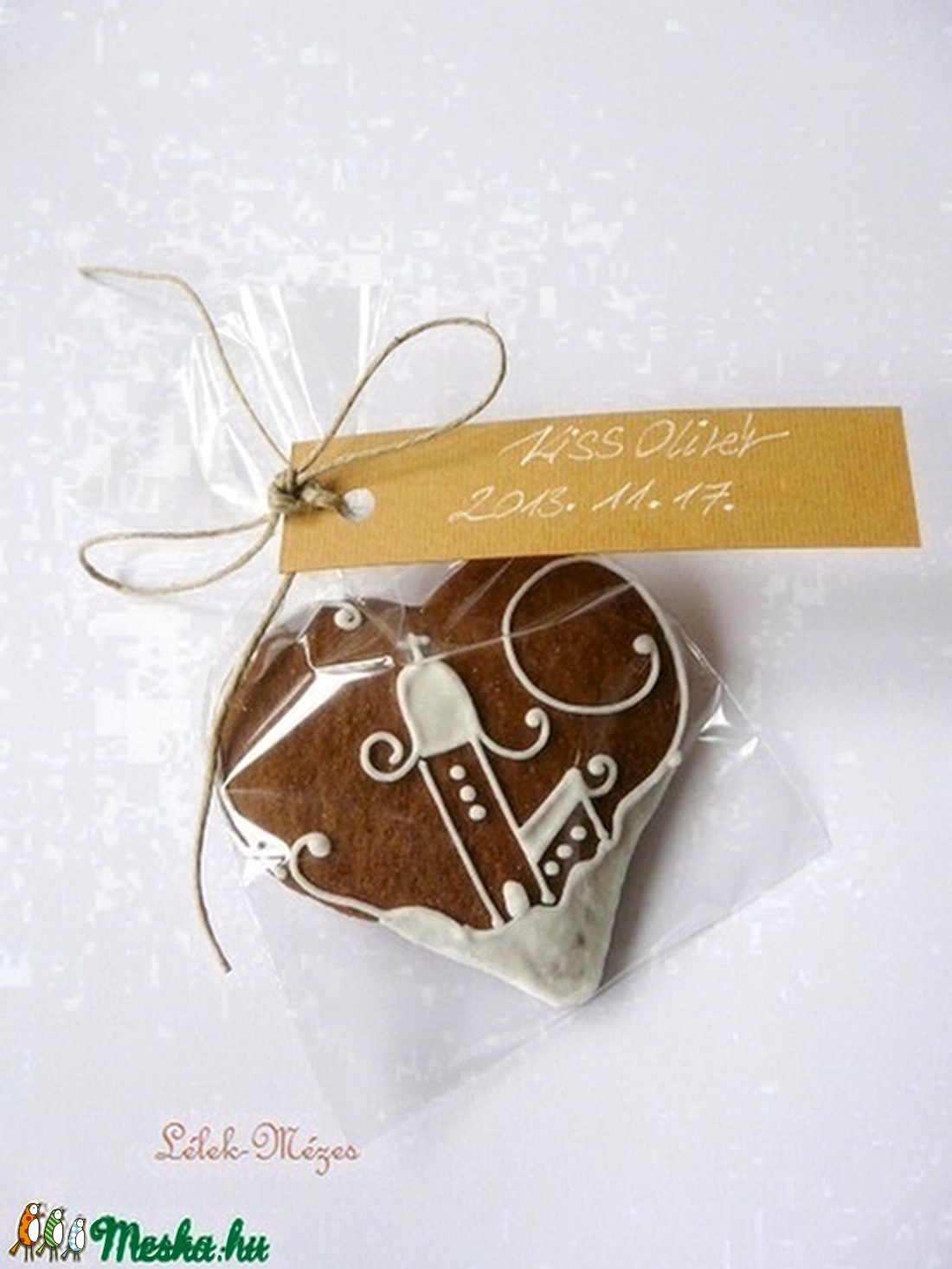 KeresztelőreTemplomos mézeskalács-kisszív 2 -  - Meska.hu