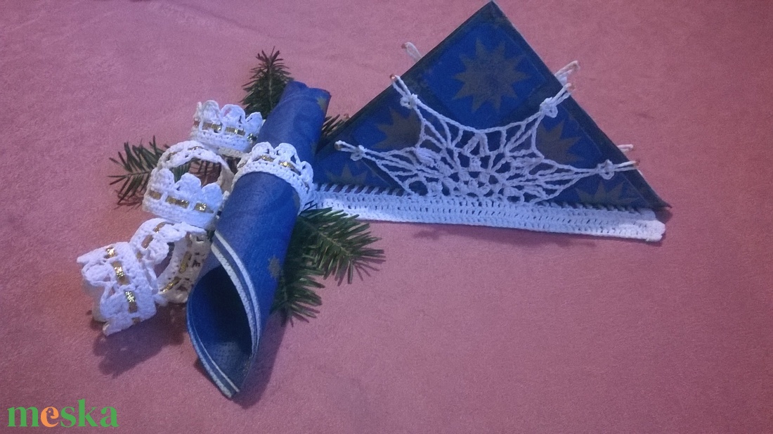 Horgolt szalvétatartó és gyűrű - otthon & életmód - dekoráció - asztal és polc dekoráció - horgolt & csipketerítő - Meska.hu