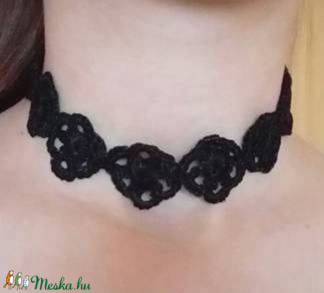 Fekete démon.Horgolt.nyakpánt, choker -  - Meska.hu