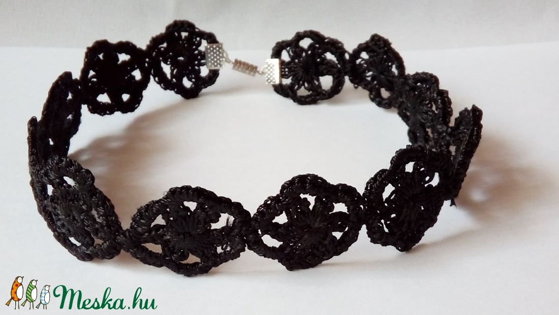 Fekete démon.Horgolt.nyakpánt, choker -  - Meska.hu