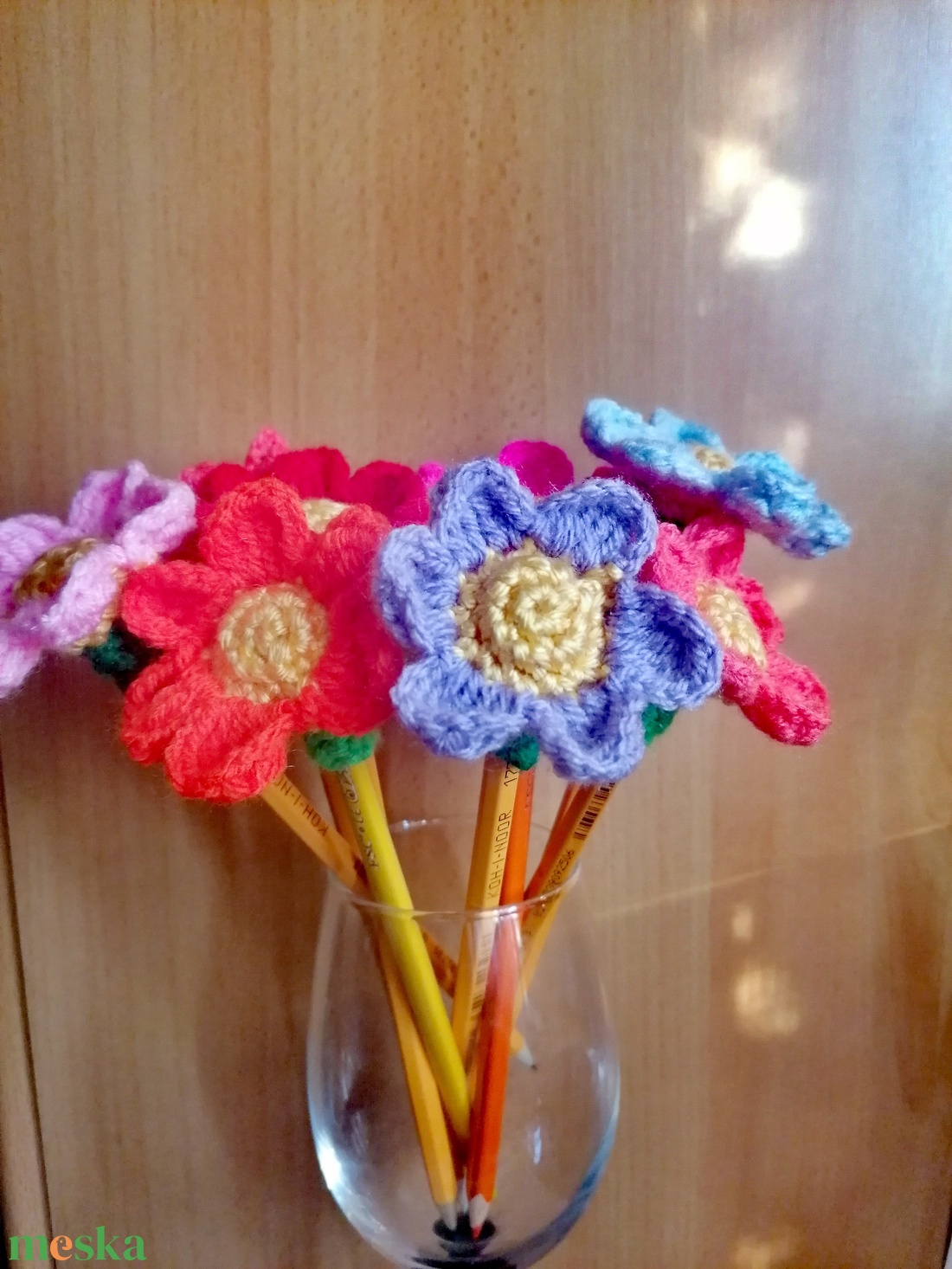 Horgolt ceruza virág, ceruzadísz - otthon & életmód - dekoráció - virágdísz és tartó - csokor & virágdísz - Meska.hu