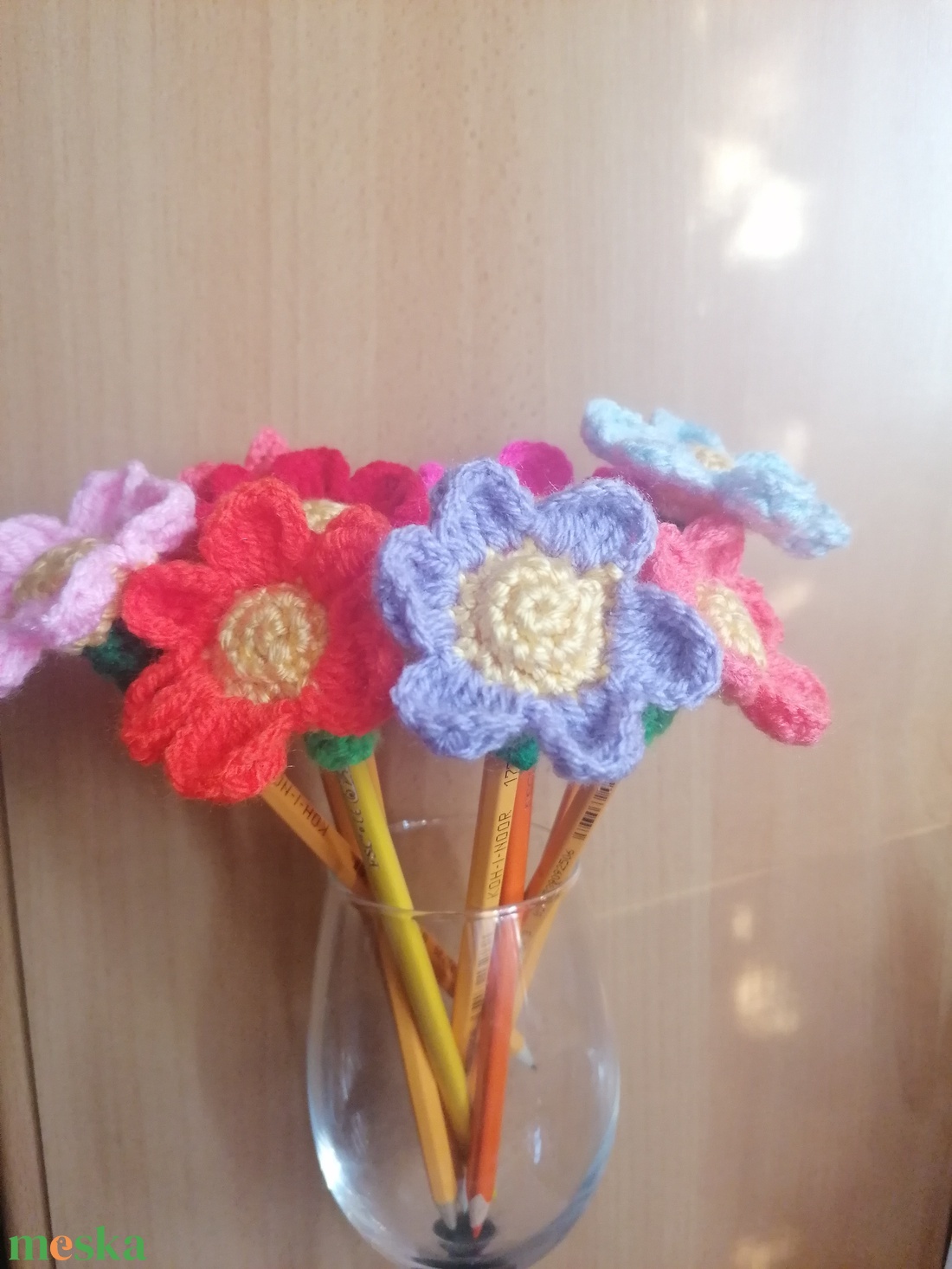 Horgolt ceruza virág, ceruzadísz - otthon & életmód - dekoráció - virágdísz és tartó - csokor & virágdísz - Meska.hu