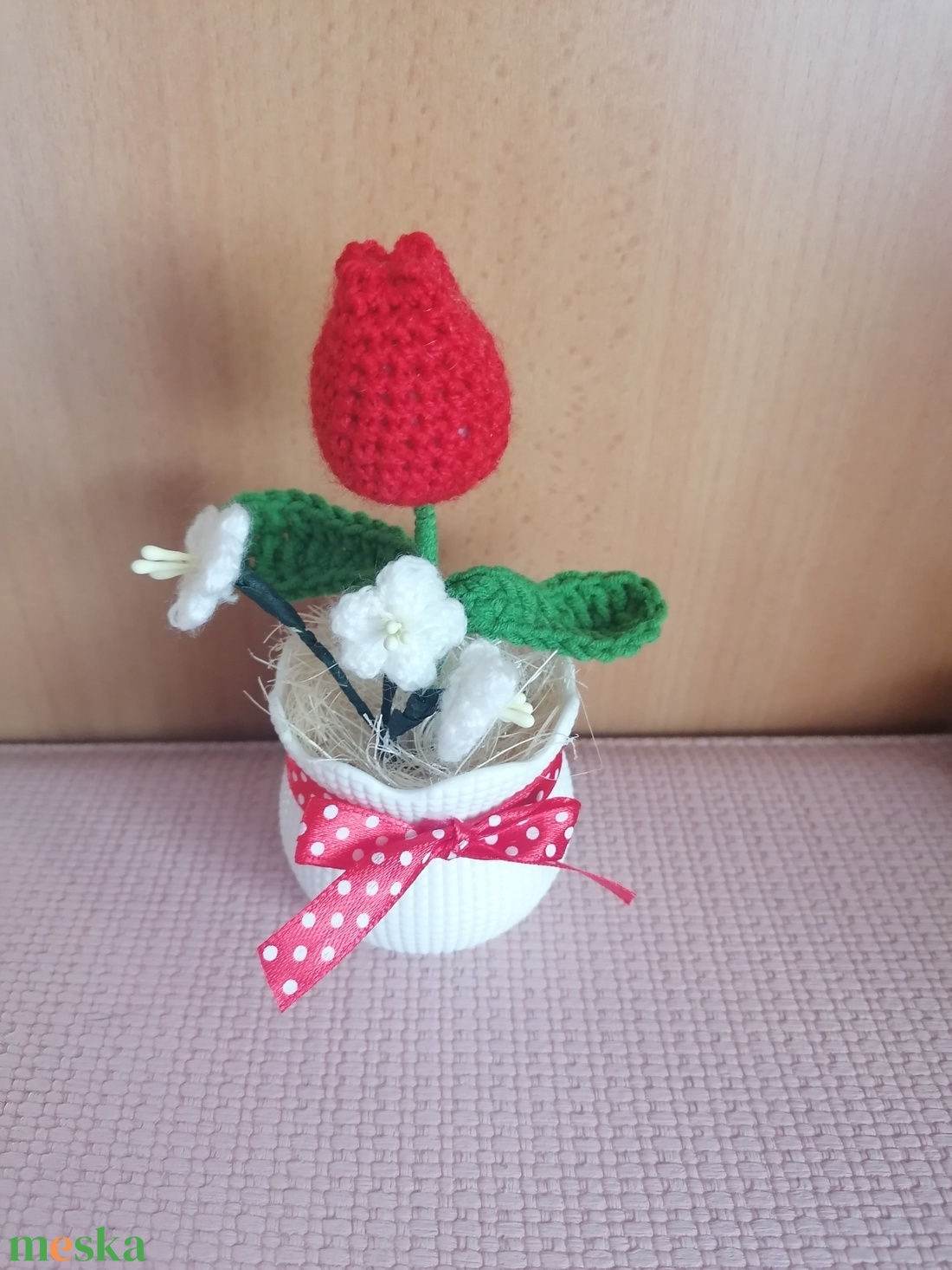 Anyáknapi kaspó horgolt virágokkal - otthon & életmód - virágdekoráció - virágtartó - kaspó - Meska.hu