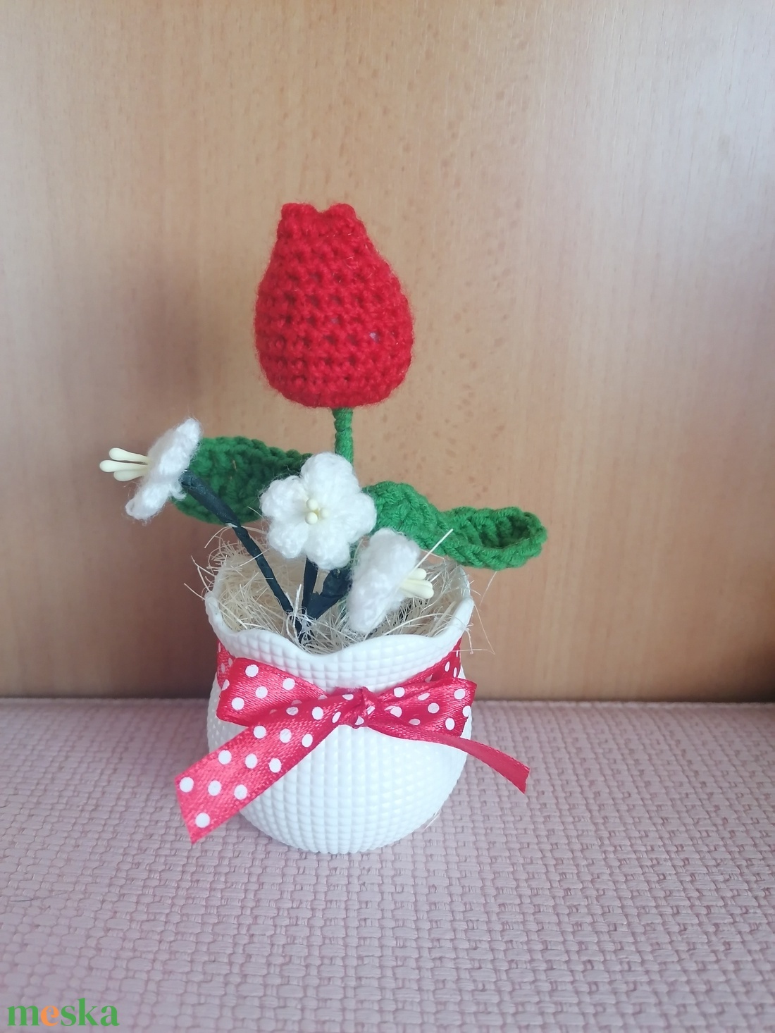 Anyáknapi kaspó horgolt virágokkal - otthon & életmód - virágdekoráció - virágtartó - kaspó - Meska.hu