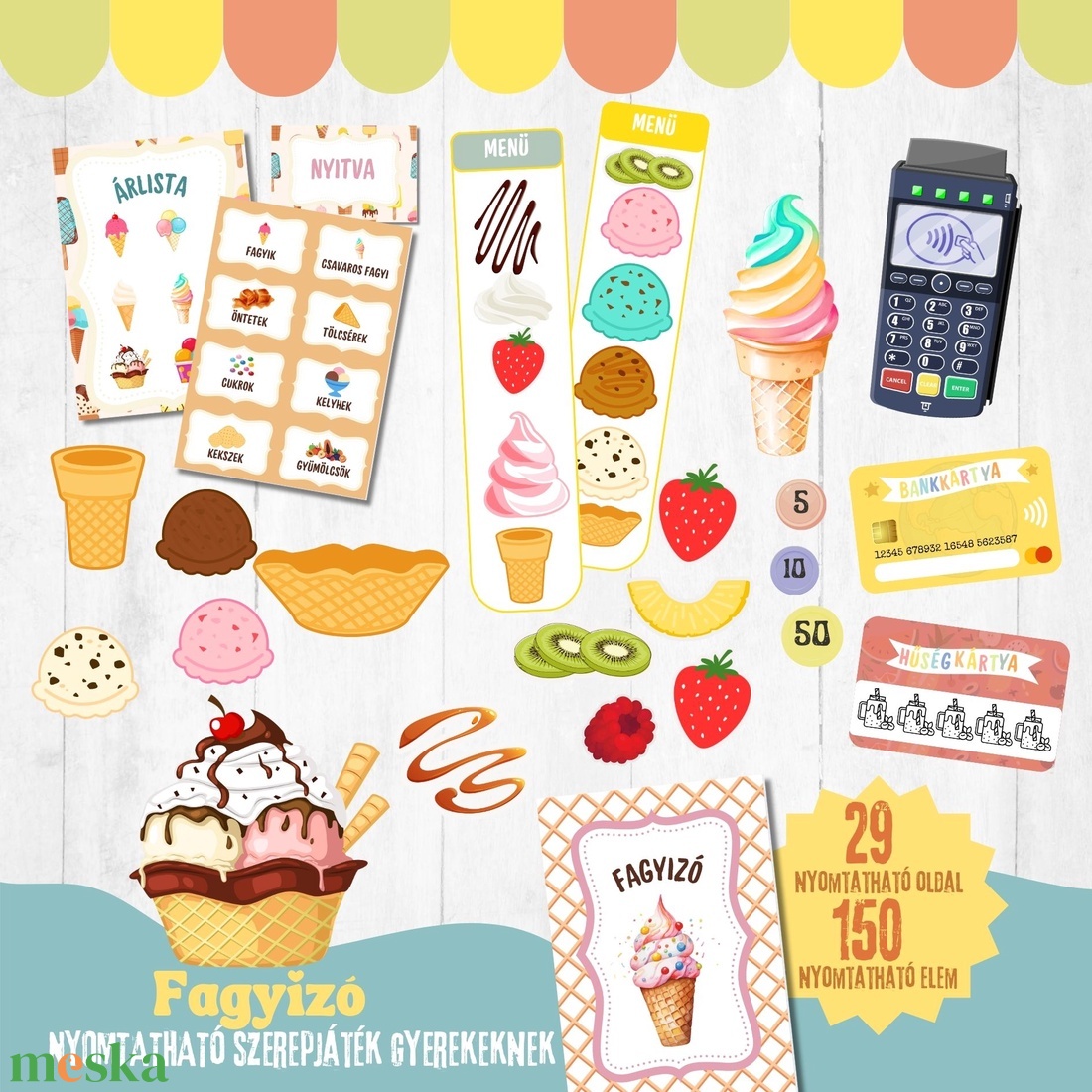 Fagyikuckó -nyomtatható szerepjáték gyerekeknek - játék & sport - készségfejlesztő és logikai játék - oktató játékok - Meska.hu