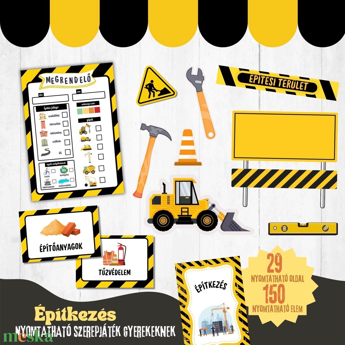 Beton Brigád Építkezés -nyomtatható szerepjáték gyerekeknek- - játék & sport - készségfejlesztő és logikai játék - oktató játékok - Meska.hu