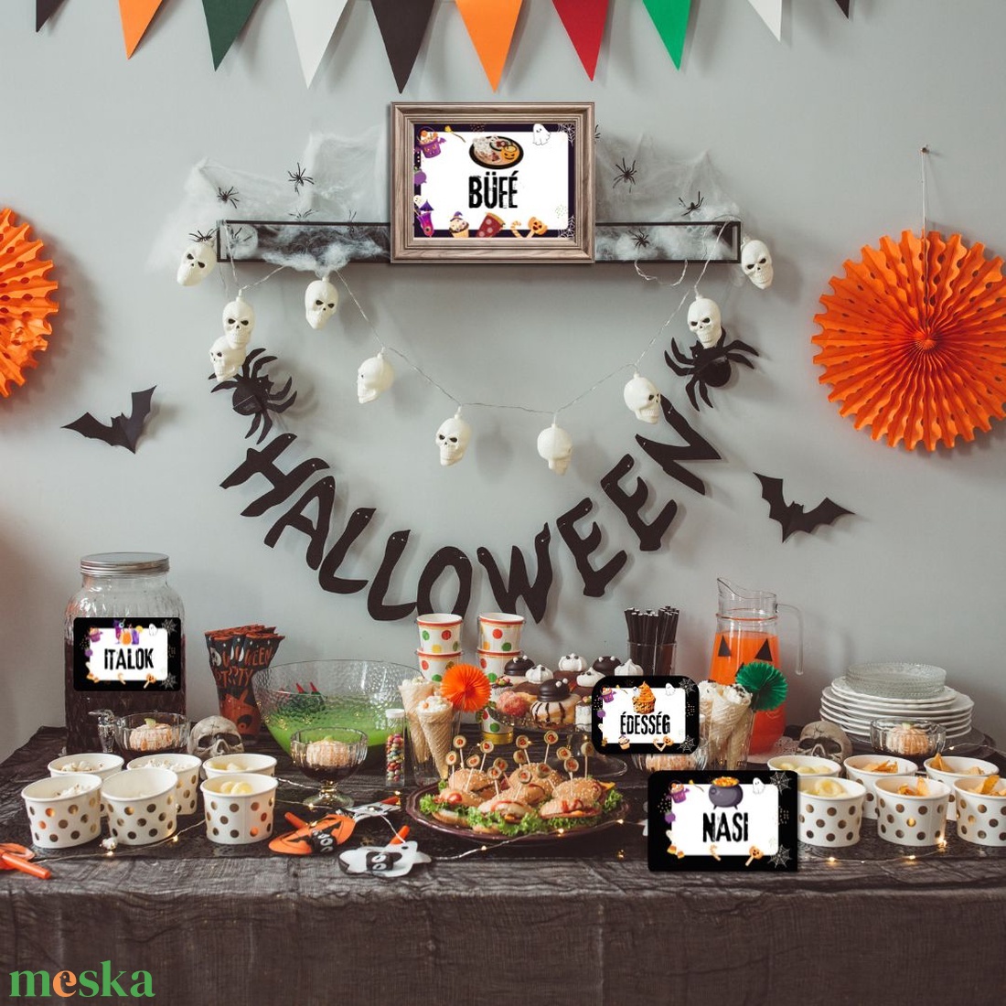 Halloweeni pizza party -nyomtatható szituációs játék gyerekeknek- - otthon & életmód - dekoráció - halloween - halloweeni meghívó, képeslap, ajándékkísérő - Meska.hu