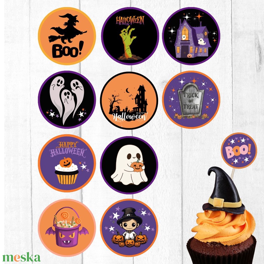 Halloweeni pizza party -nyomtatható szituációs játék gyerekeknek- - otthon & életmód - dekoráció - halloween - halloweeni meghívó, képeslap, ajándékkísérő - Meska.hu