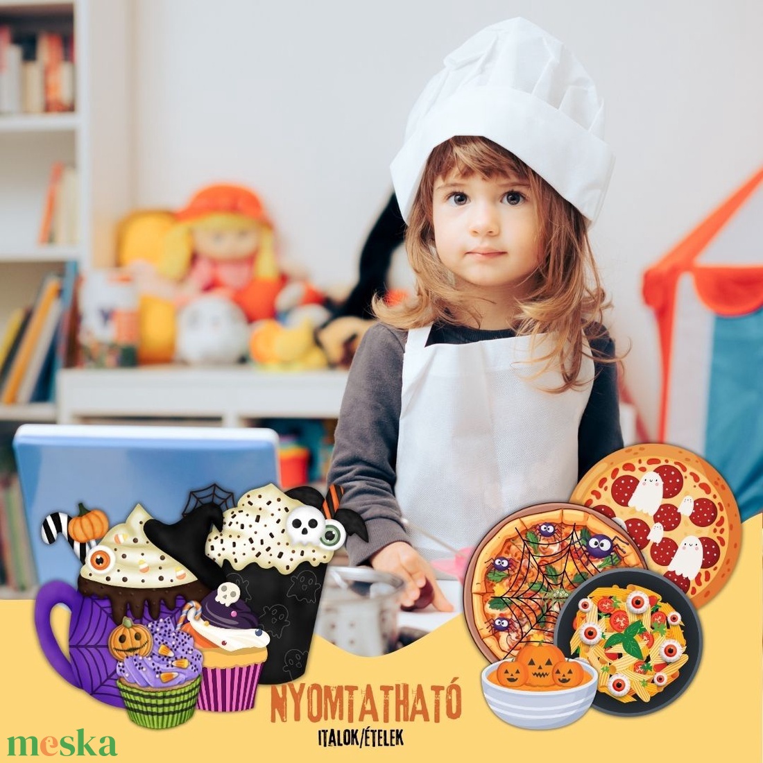 Halloweeni étterem -nyomtatható szerepjáték gyerekeknek- - otthon & életmód - dekoráció - halloween - halloweeni meghívó, képeslap, ajándékkísérő - Meska.hu