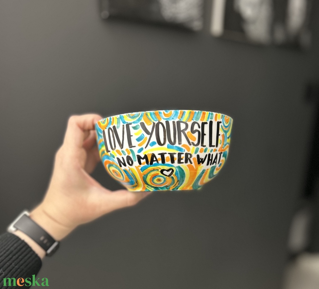 Vidám, pozitív napindítós müzlistál - otthon & életmód - konyhafelszerelés, tálalás - tálalás - tányér & étkészlet - Meska.hu