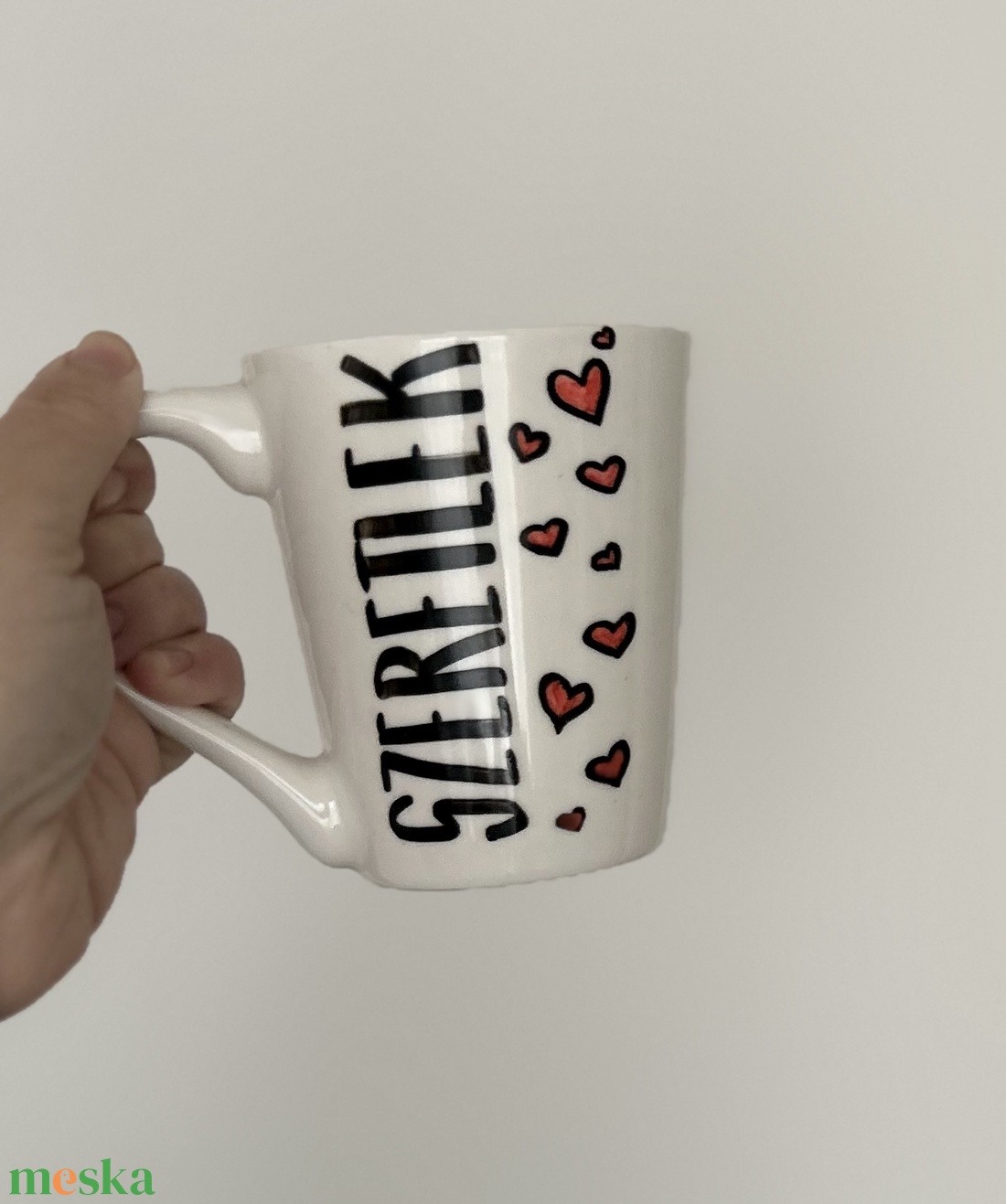 Szeretlek feliratos szivecskés bögre - otthon & életmód - konyhafelszerelés, tálalás - tálalás - bögre & csésze - Meska.hu