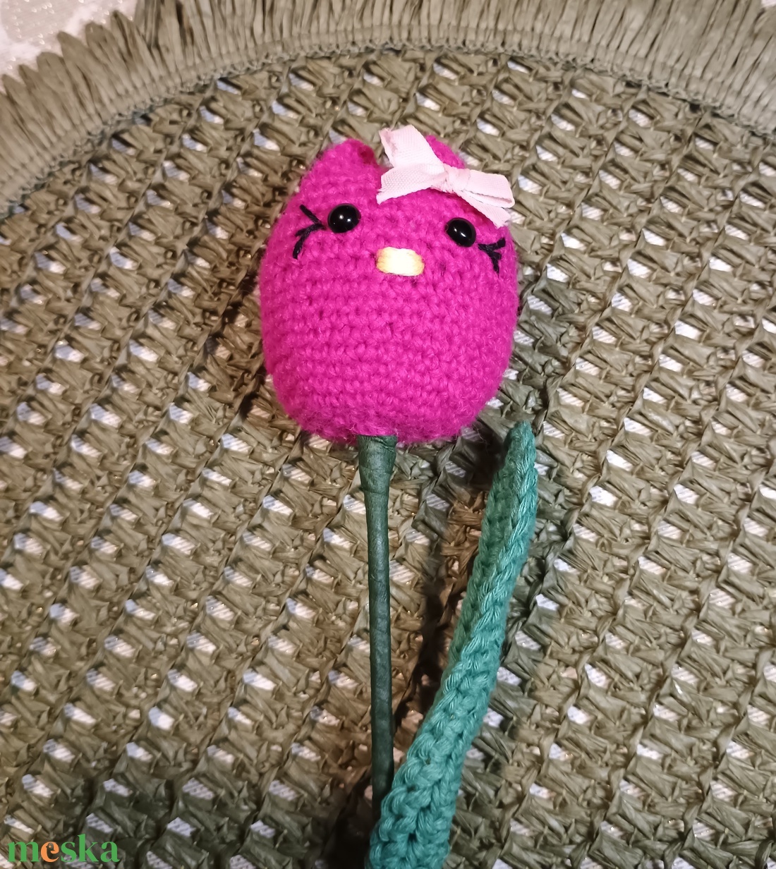 Horgolt cicás tulipán  - diy (csináld magad) - szabásminta, útmutató - horgolási minta - Meska.hu