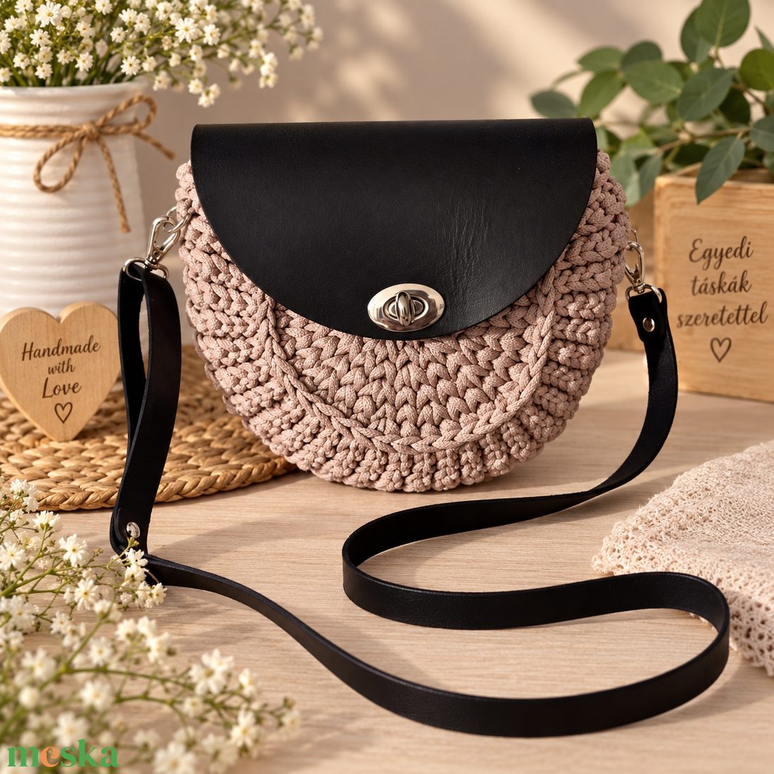 Horgolt crossbody - táska & tok - kézitáska & válltáska - nagy pakolós táska - Meska.hu