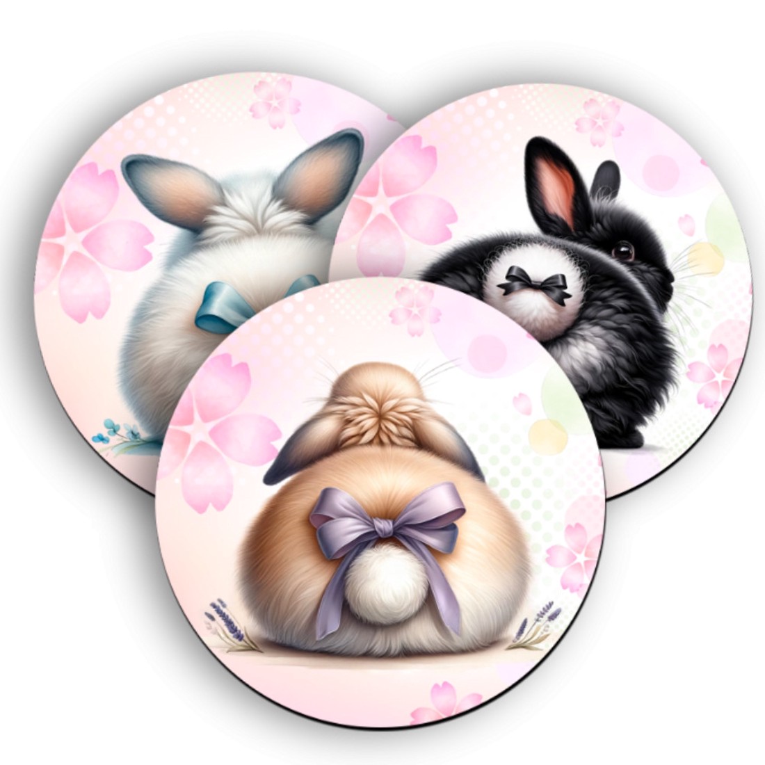 3 db aranyos húsvéti nyuszi popsi kör alakú alátét szett (#36) -  - Meska.hu