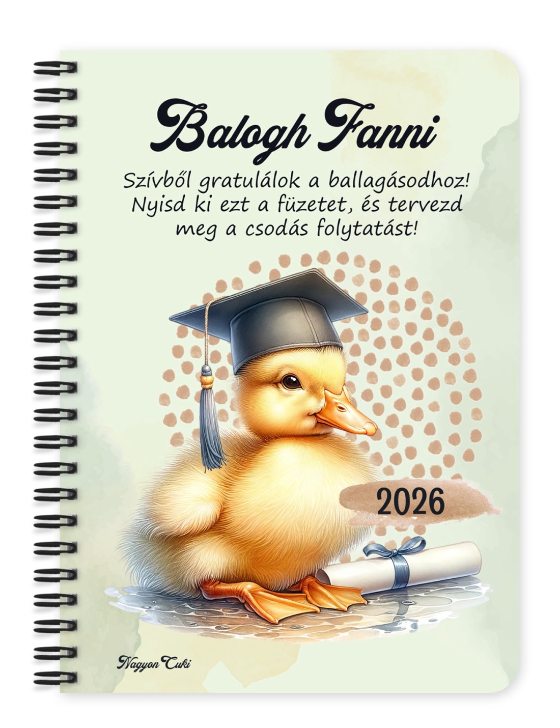 Személyre szabható - 2026 Ballagás - Kacsa mintás füzet - otthon & életmód - papír, írószer - jegyzetfüzet & napló - Meska.hu