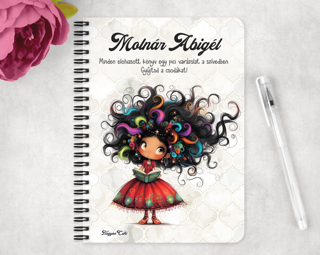 Személyre szabható - Kedvenc könyv hercegnő mintás A5-ös füzet - otthon & életmód - papír, írószer - jegyzetfüzet & napló - Meska.hu