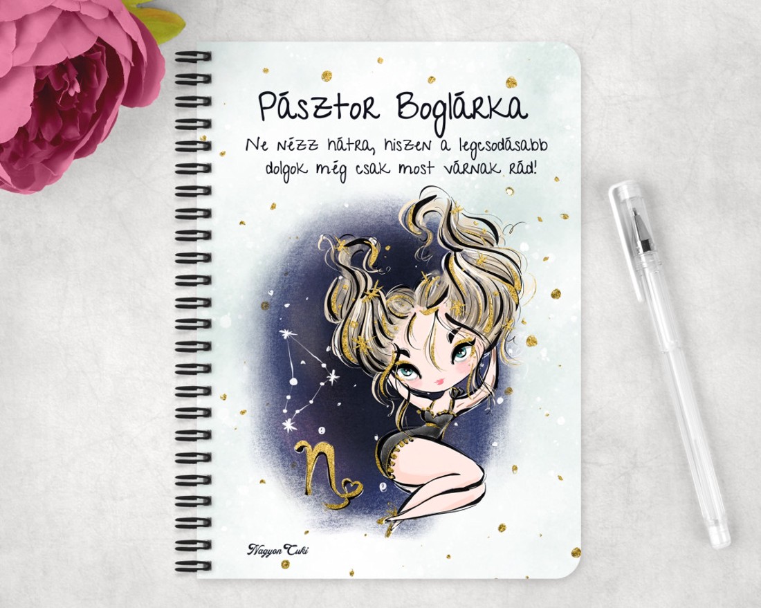 Személyre szabható - Szőke hajú Csini Bak lány mintás A5-ös füzet - otthon & életmód - papír, írószer - jegyzetfüzet & napló - Meska.hu
