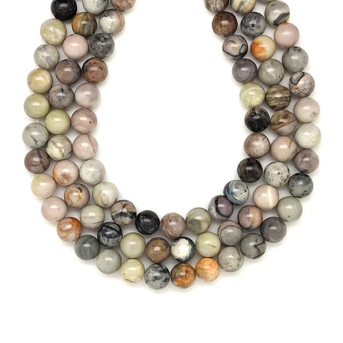 Jáspis picasso világos golyó 8-9mm  ékszerkészítő alapanyag (füzér) - kellékek & szerszámok - ásvány alapanyag - ásványfüzér - Meska.hu