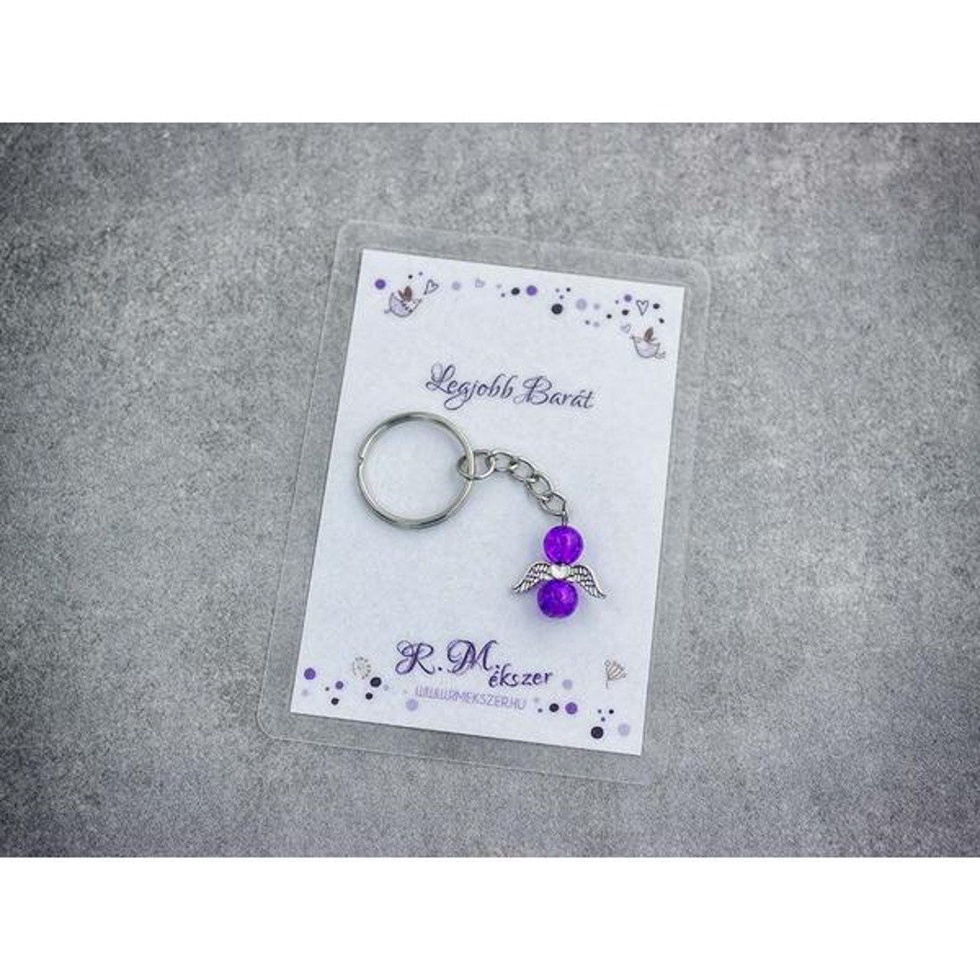 Legjobb barátomnak lila angyal medálos kulcstartó - táska & tok - kulcstartó & táskadísz - kulcstartó - Meska.hu