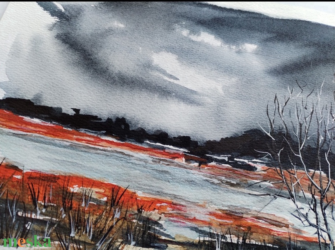 Ahol a föld és az ég haragot cserél ni nem tudhat - művészet - festmény - akvarell - Meska.hu