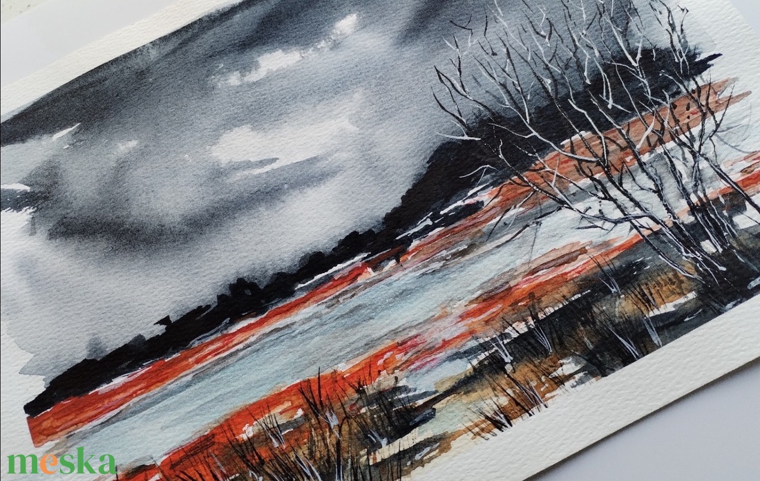 Ahol a föld és az ég haragot cserél ni nem tudhat - művészet - festmény - akvarell - Meska.hu