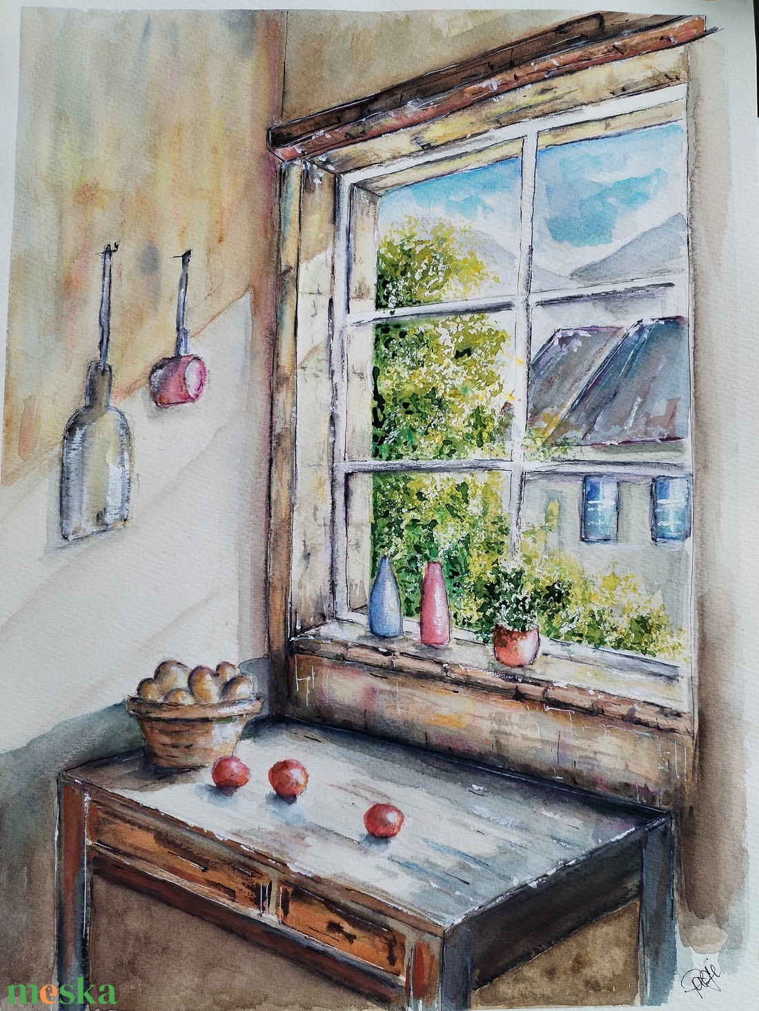 Emlékek a fény útja - művészet - festmény - akvarell - Meska.hu