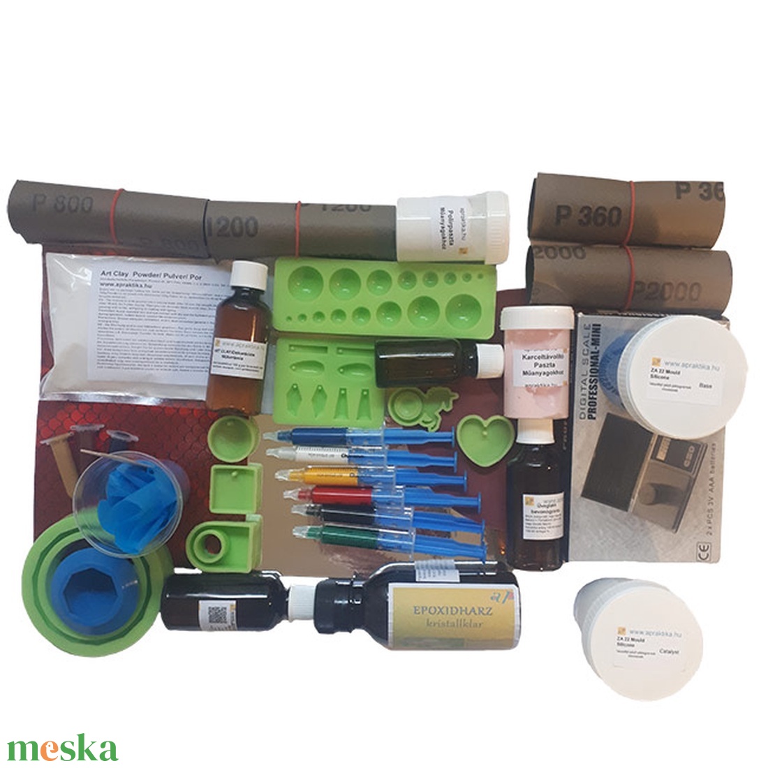 Profi Gyantaékszer készítő szett mérleggel, 5 féle anyaggal, polírozó készlettel - diy (csináld magad) - egységcsomag - Meska.hu