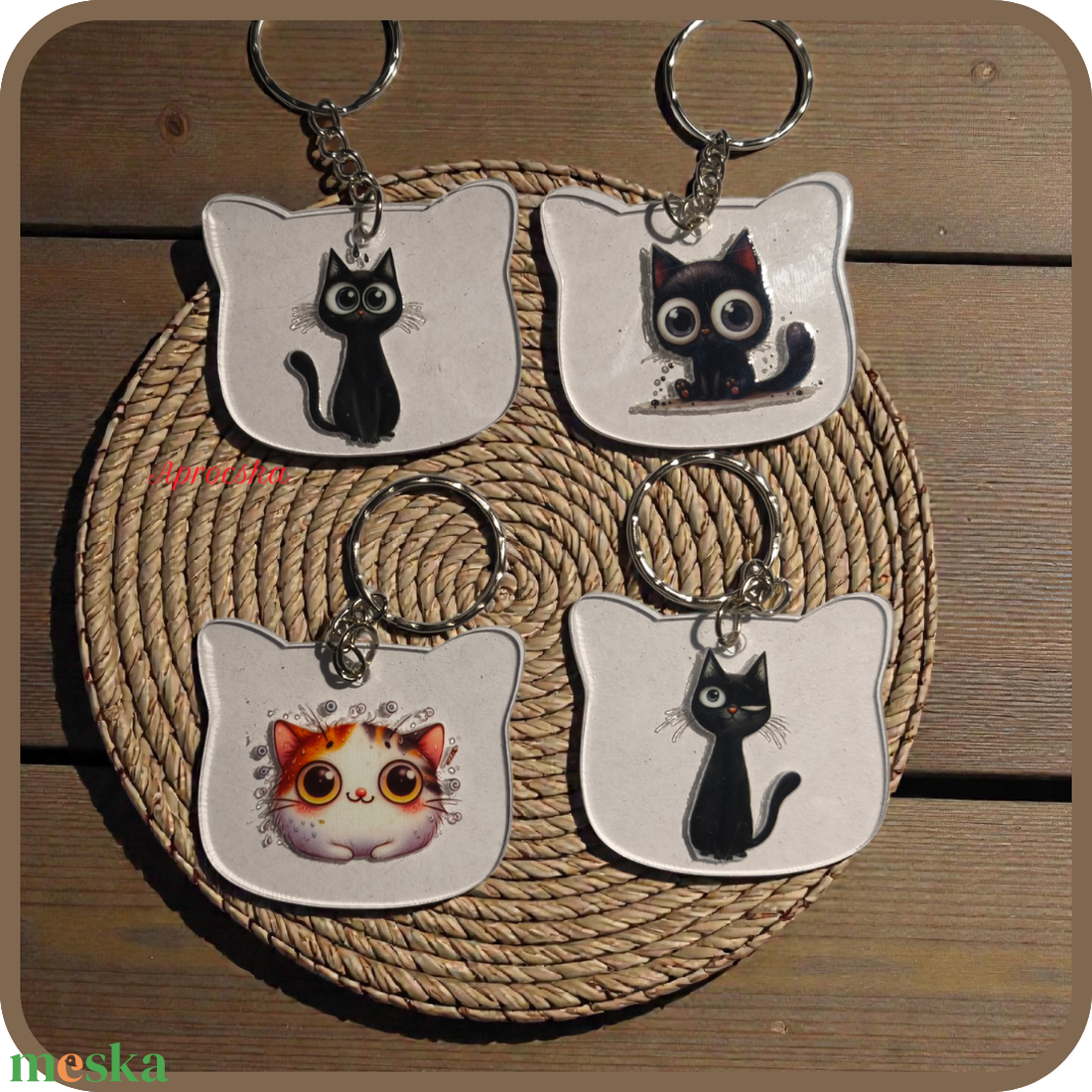 Macskás kulcstartó - táska & tok - kulcstartó & táskadísz - kulcstartó - Meska.hu
