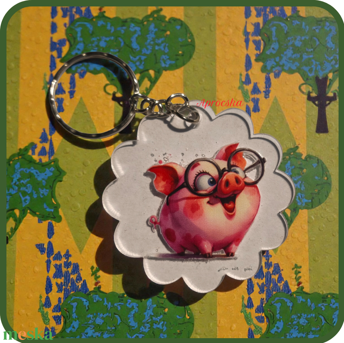 Kulcstartó virágfoma kisállatokkal - táska & tok - kulcstartó & táskadísz - kulcstartó - Meska.hu
