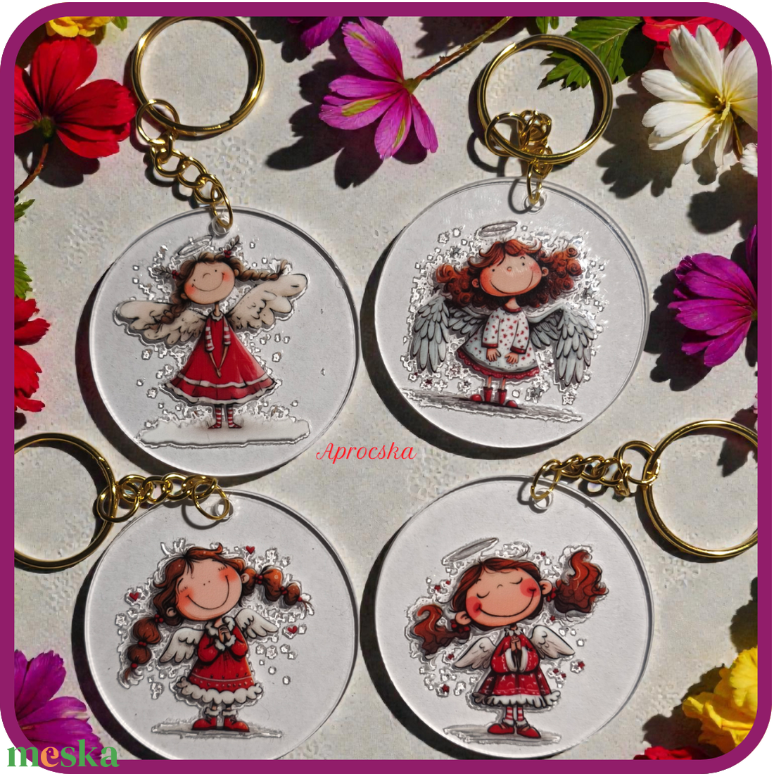 Kulcstartó angyalkás - táska & tok - kulcstartó & táskadísz - kulcstartó - Meska.hu