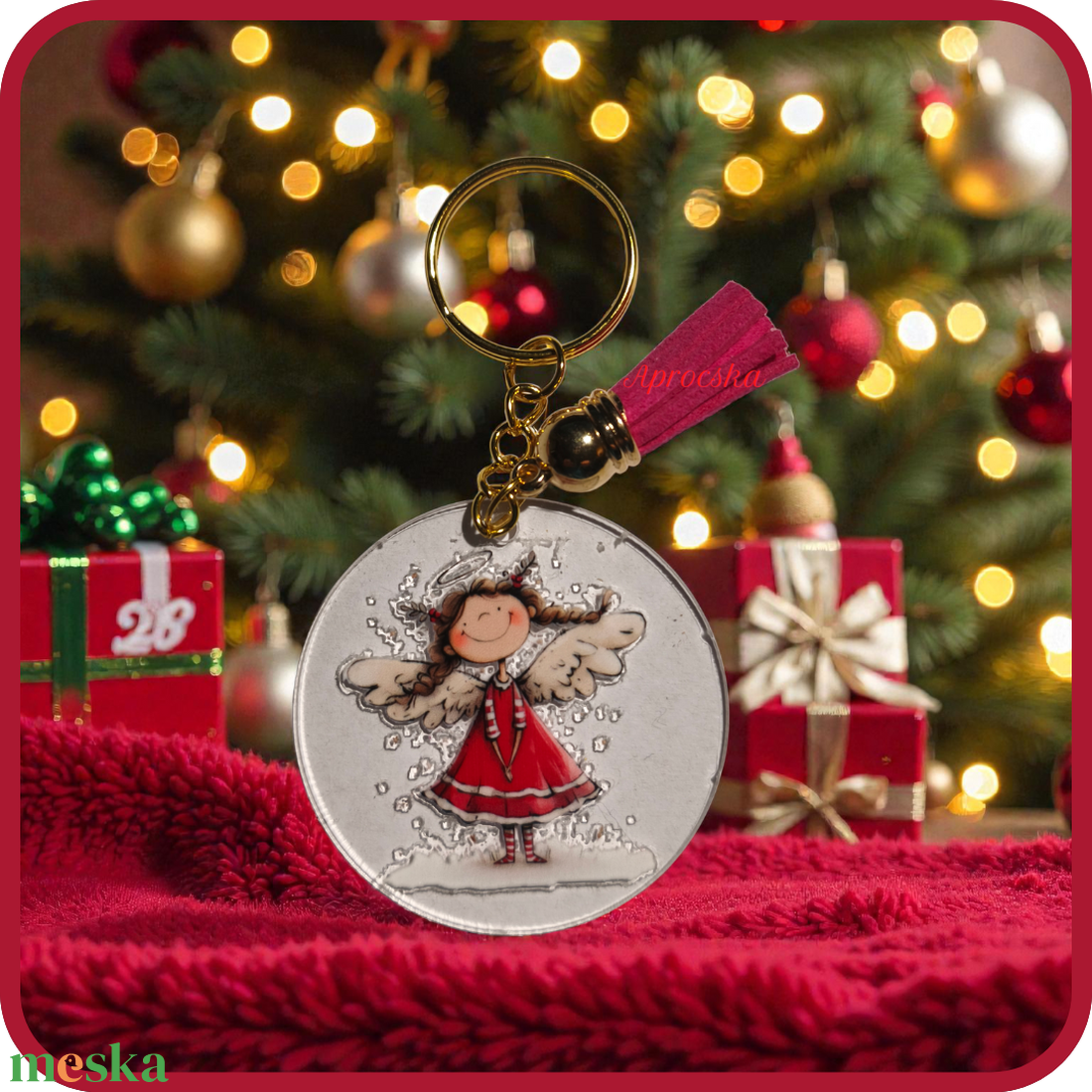 Kulcstartó angyalkás bojttal - táska & tok - kulcstartó & táskadísz - kulcstartó - Meska.hu