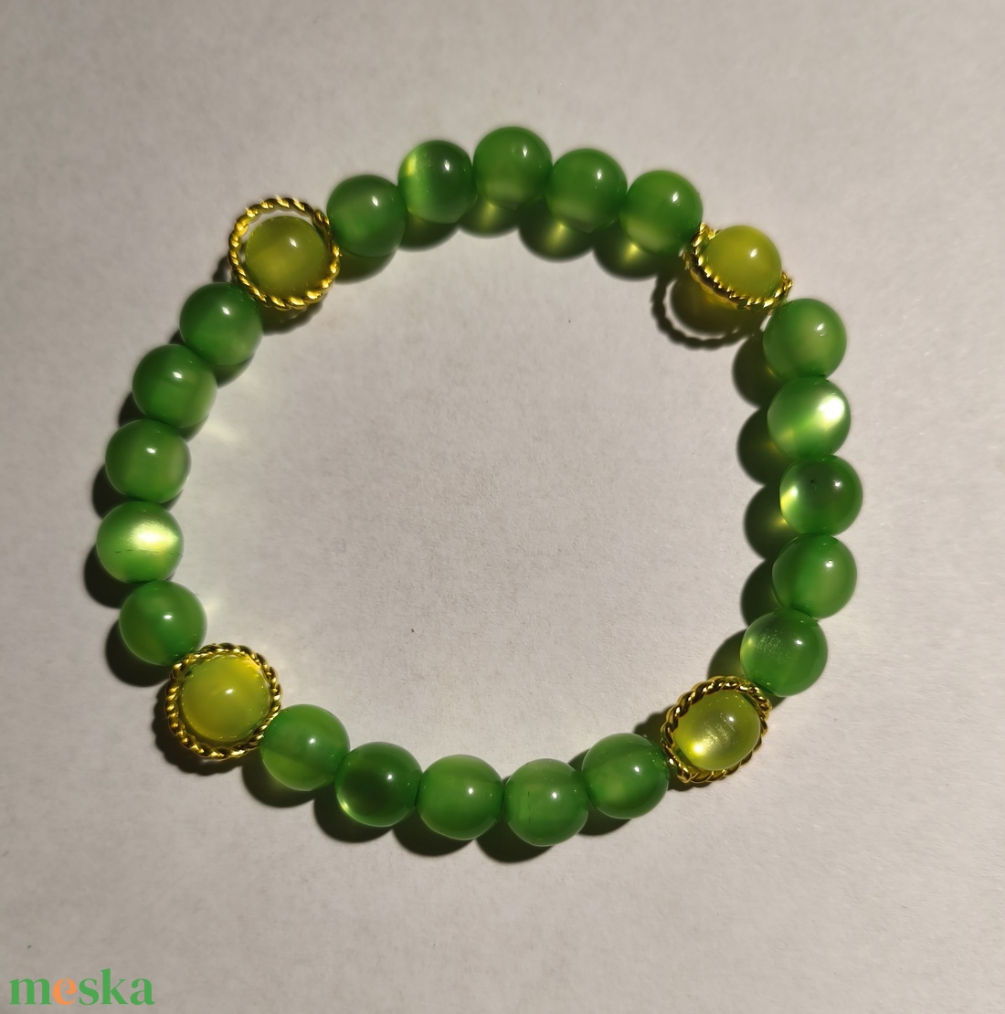 Karkötő zöld  - ékszer - karkötő - gyöngyös karkötő - Meska.hu