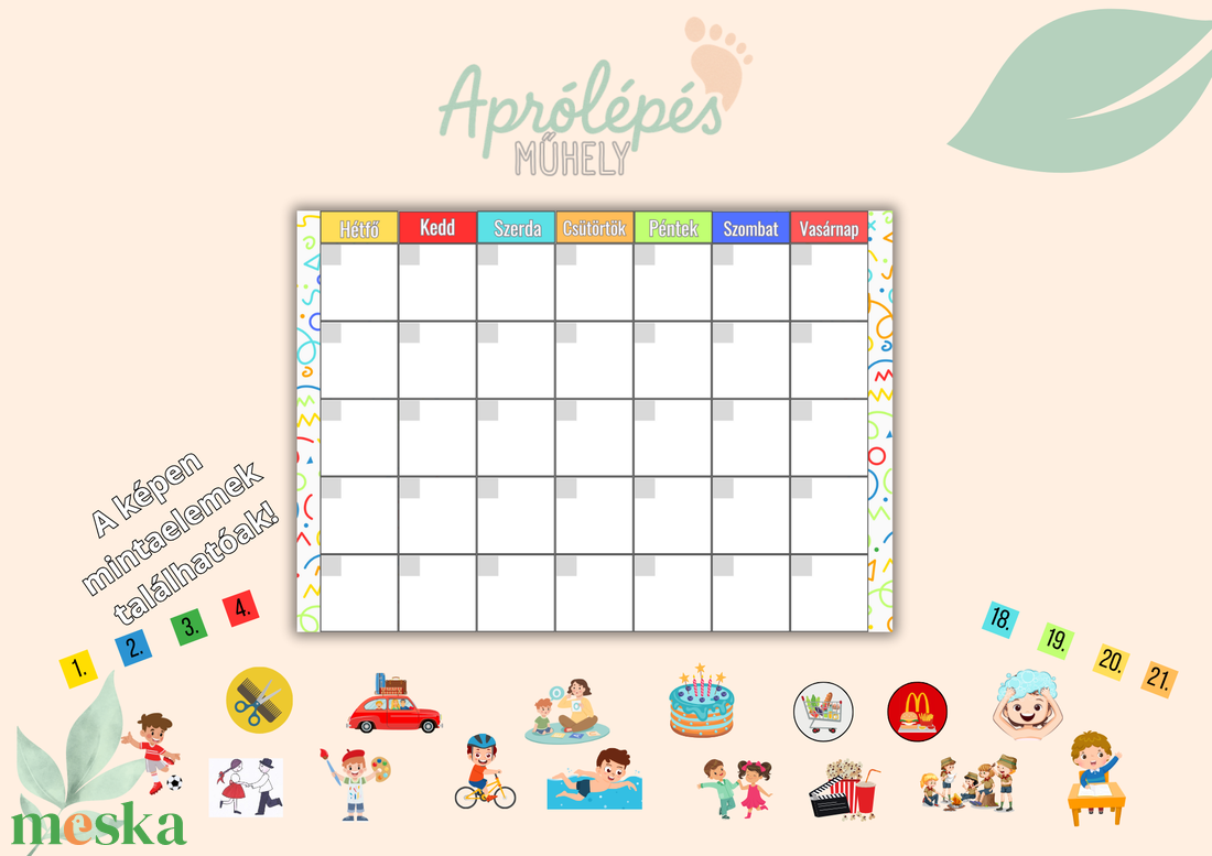 Gyerekek Havi Tervezője  Képes Naptár a Fontos Eseményekhez - Gyermeknaptár - művészet - grafika & illusztráció - digitális - Meska.hu