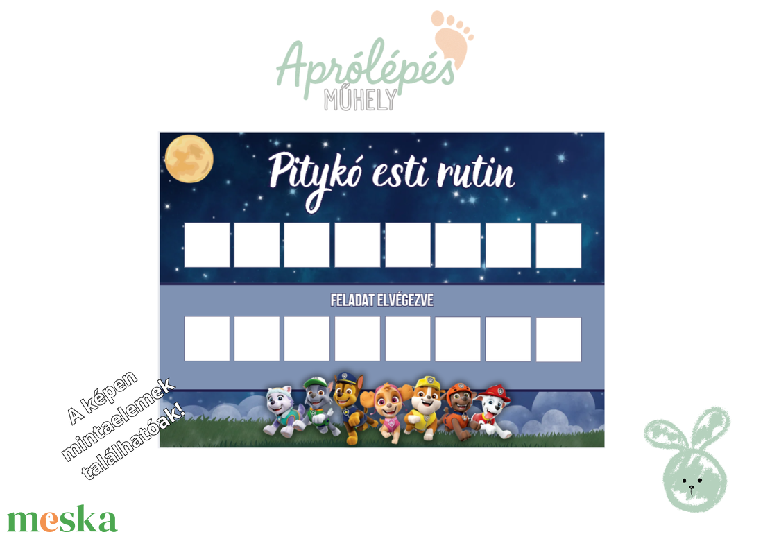 Névre szóló esti rutin tábla gyerekeknek - Napirend kicsiknek - művészet - grafika & illusztráció - digitális - Meska.hu