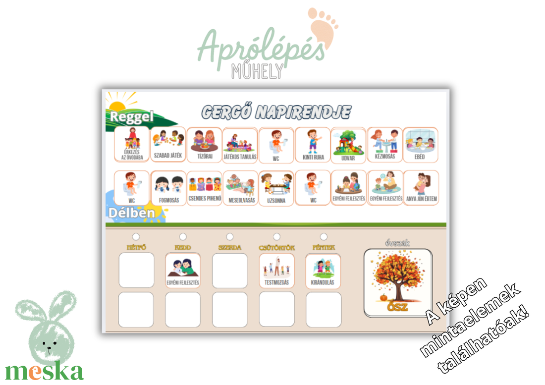 Óvodai Napirend Tábla  Játékos rutinsegítő ovisoknak- Ovis napirend  - művészet - grafika & illusztráció - digitális - Meska.hu