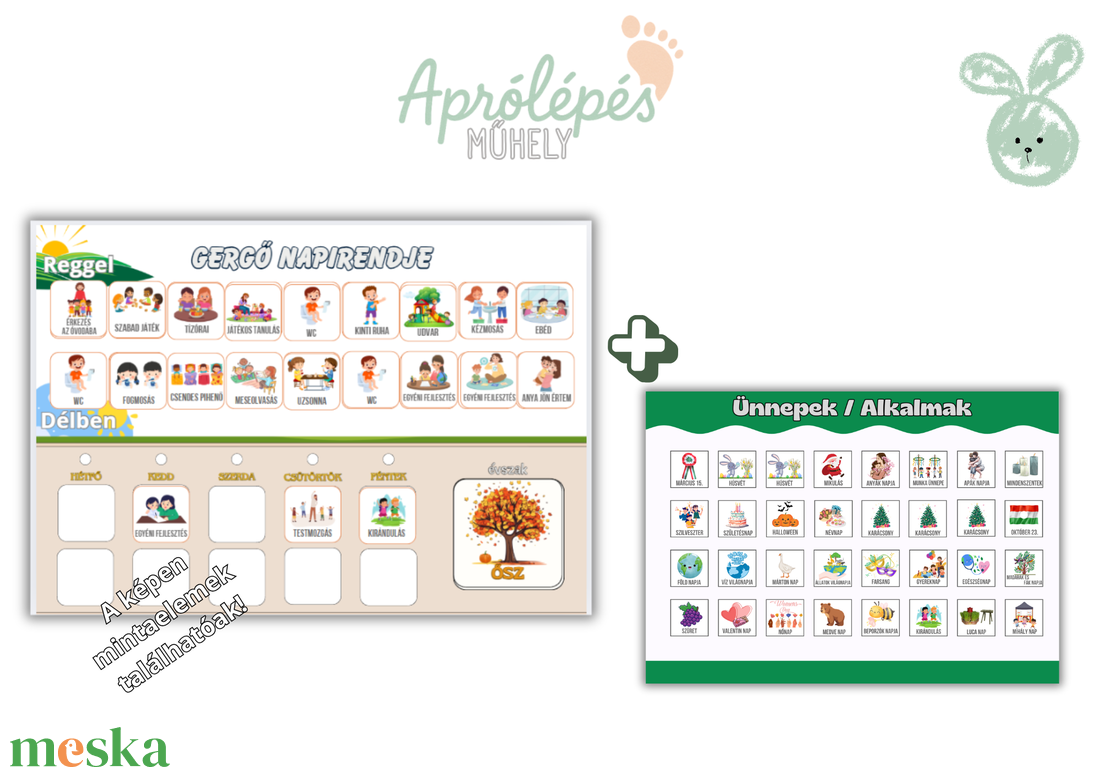 Óvodai Napirend Tábla  Játékos rutinsegítő ovisoknak- Ovis napirend  - művészet - grafika & illusztráció - digitális - Meska.hu