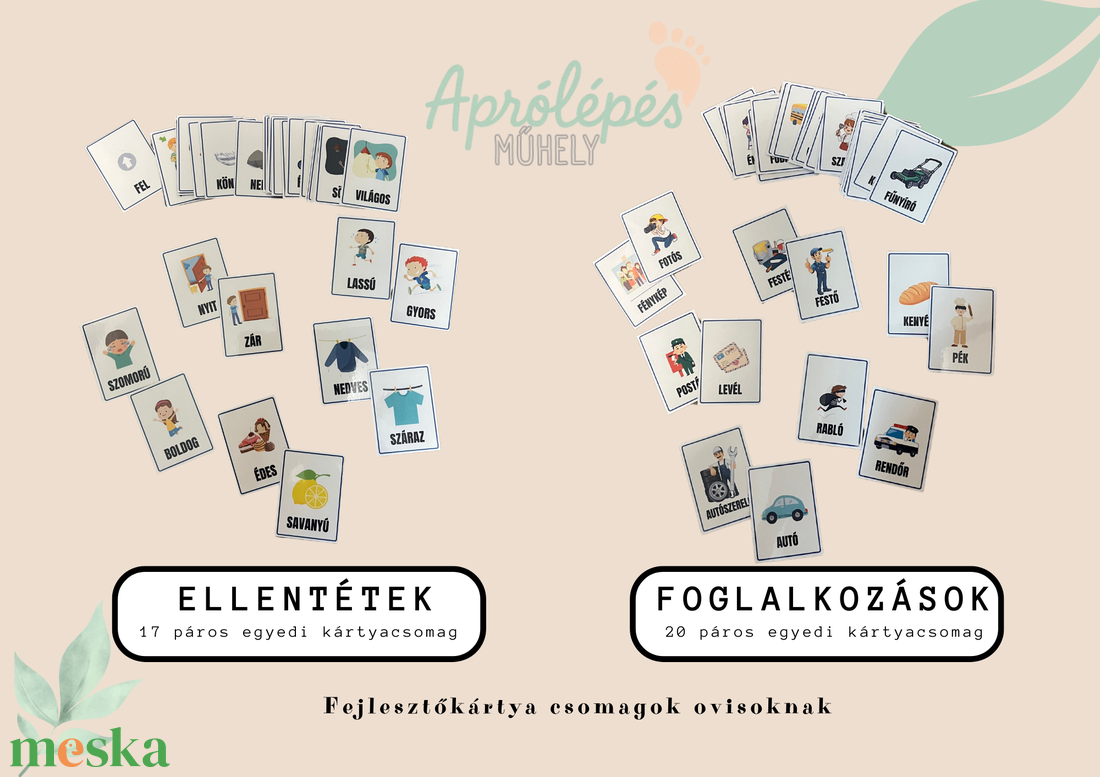 Fejlesztő kártyacsomagok gyerekeknek - Foglalkozások kártyacsomag  - művészet - grafika & illusztráció - digitális - Meska.hu