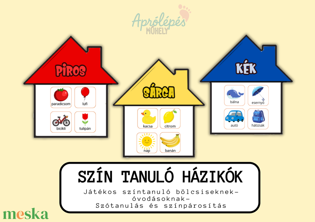 Színtanuló házikók - Színek tanulása gyermekeknek - művészet - grafika & illusztráció - digitális - Meska.hu