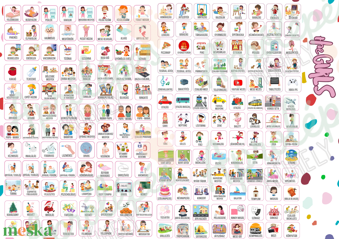 Gyerek rutintábla reggeli és esti teendőkhöz � gyermek napirend óvodásoknak - művészet - grafika & illusztráció - digitális - Meska.hu