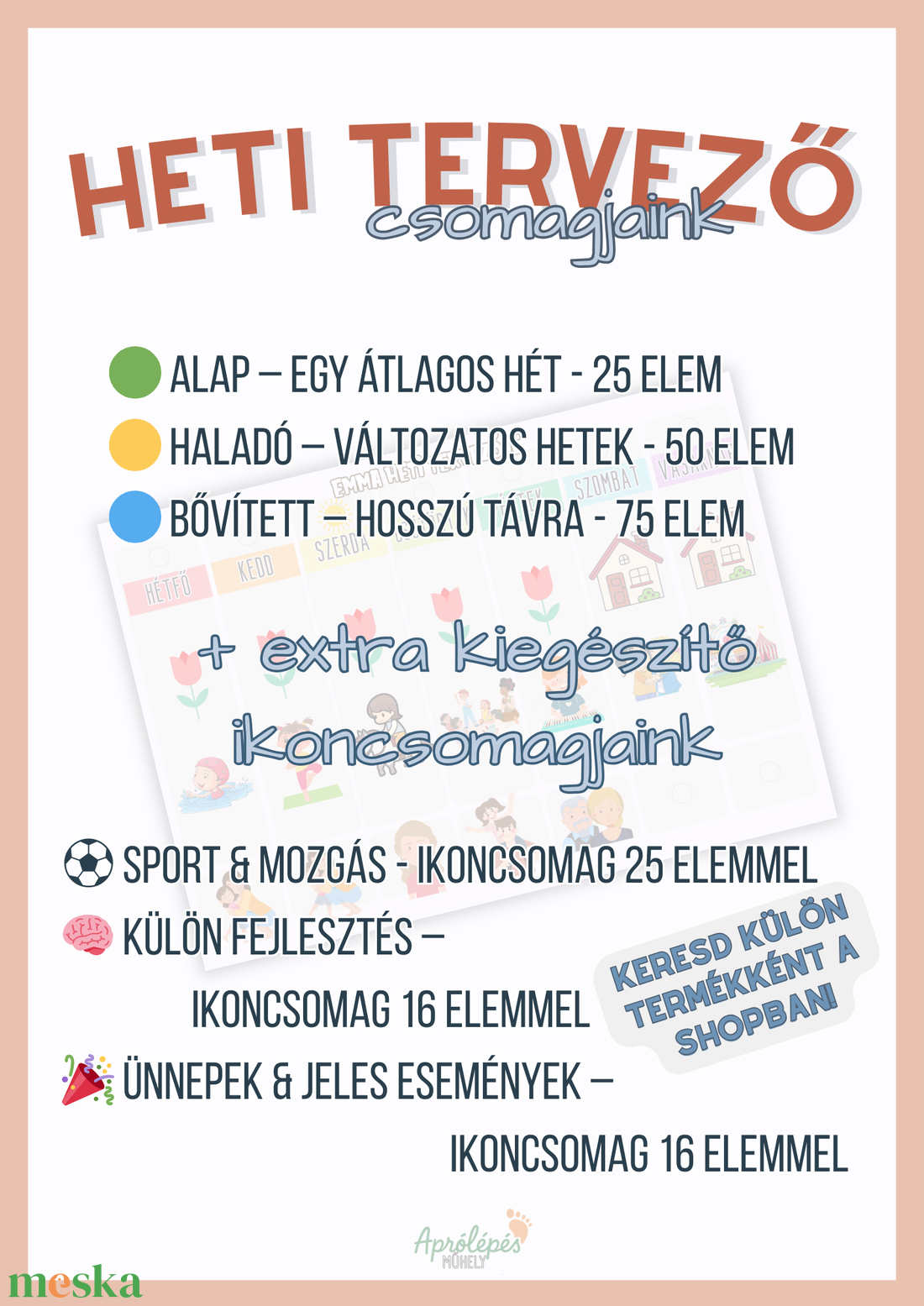 Heti tervező csomagok gyerekeknek � tépőzáras elemekkel, saját ovis jellel életkor szerinti csomagokkal  - művészet - grafika & illusztráció - digitális - Meska.hu