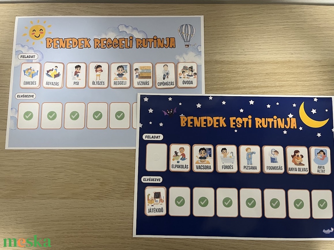 Gyerek rutintábla reggeli és esti teendőkhöz � gyermek napirend óvodásoknak - művészet - grafika & illusztráció - digitális - Meska.hu