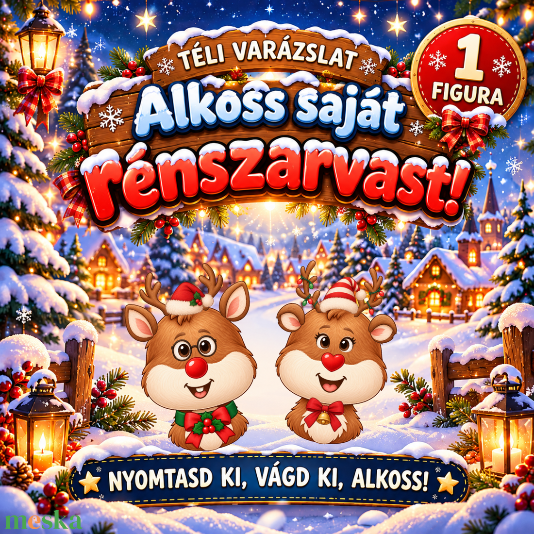 Alkoss saját rénszarvast! � Nyomtatható, kivágós-ragasztós kreatív játék - játék & sport - készségfejlesztő és logikai játék - oktató játékok - Meska.hu